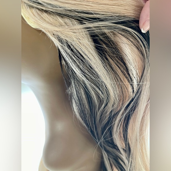 HAIR, 25” straight, layers, swoop bangs, blonde with black underneath. - Picture 3 of 10